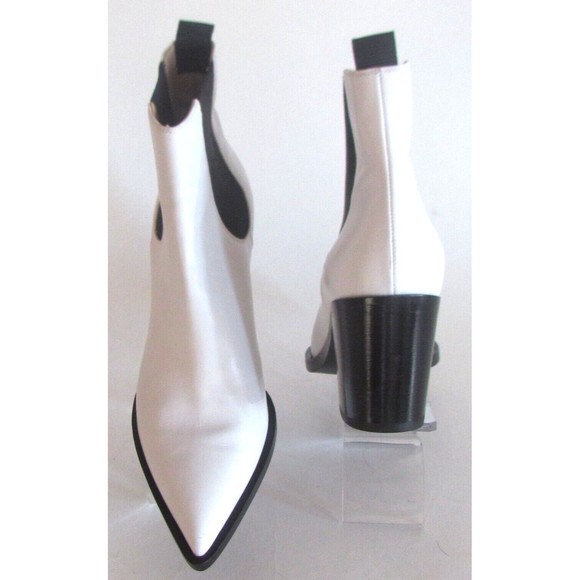 Designer Gianvito Rossi Western Chelsea White Leather Pointed Toe Boots 7.5 M - Picture 11 of 16